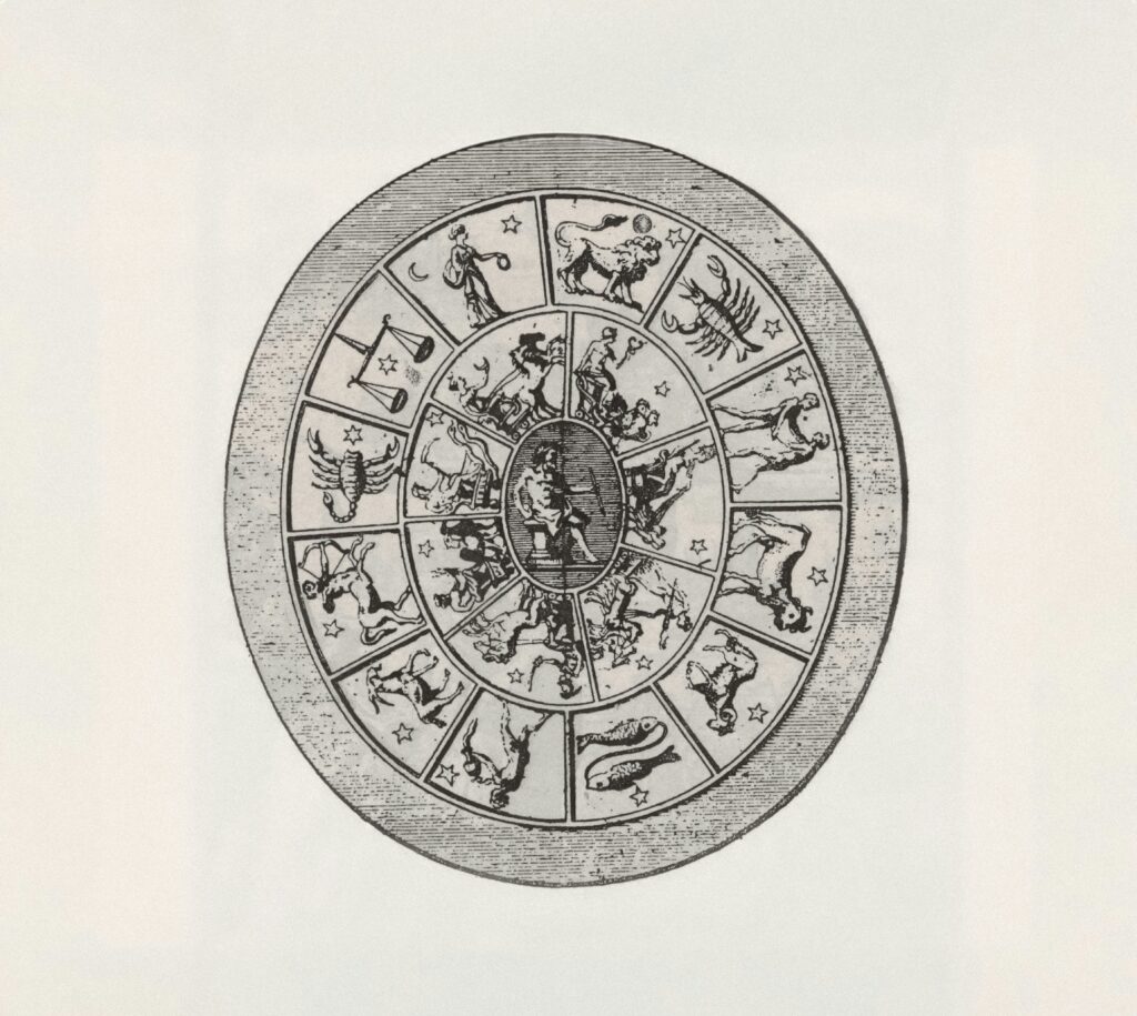 "Pierre gravée, de l'époque romaine, portant les planètes et les signes du zodiaque." The New York Public Library Digital Collections. 1884.